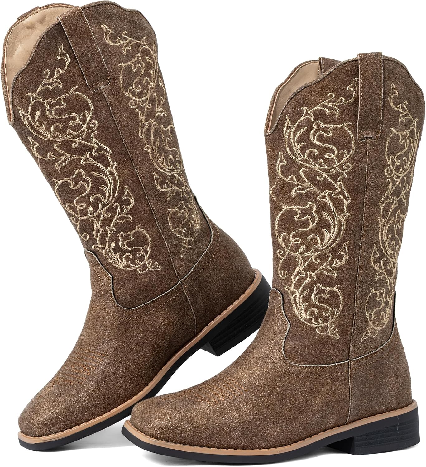 SheSole Floral Cowboy Boots for Women Wide Calf | Hidden Stretch Panel, Thick Latex Insole, Vintage Western Style, Cowgirl Boots Square Toe