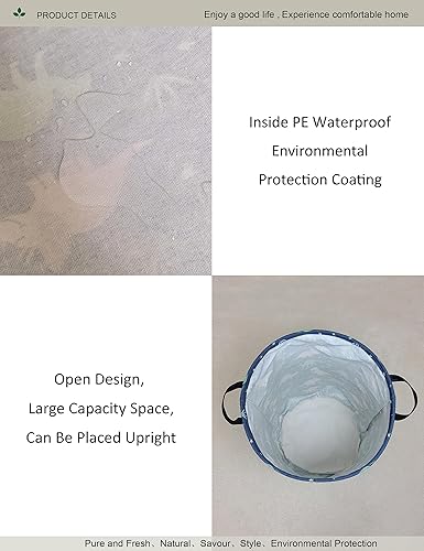 Miniatura 4 de Cesta de lavandería redonda impermeable, cesta de almacenamiento plegable, cestas de lavandería con asa, cesta de regalo, adecuada para la