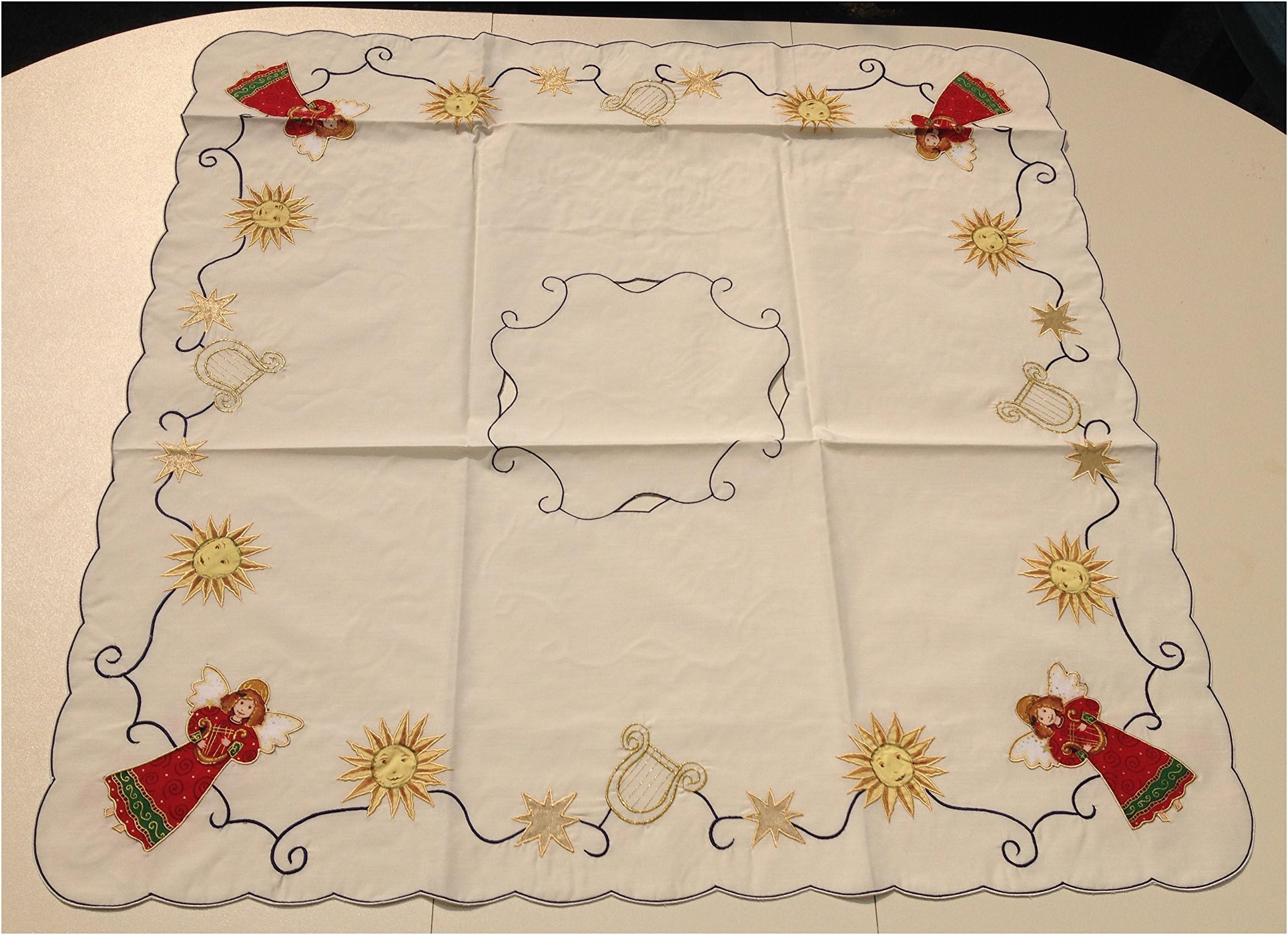 Red Christmas Angels Linen Table Centre