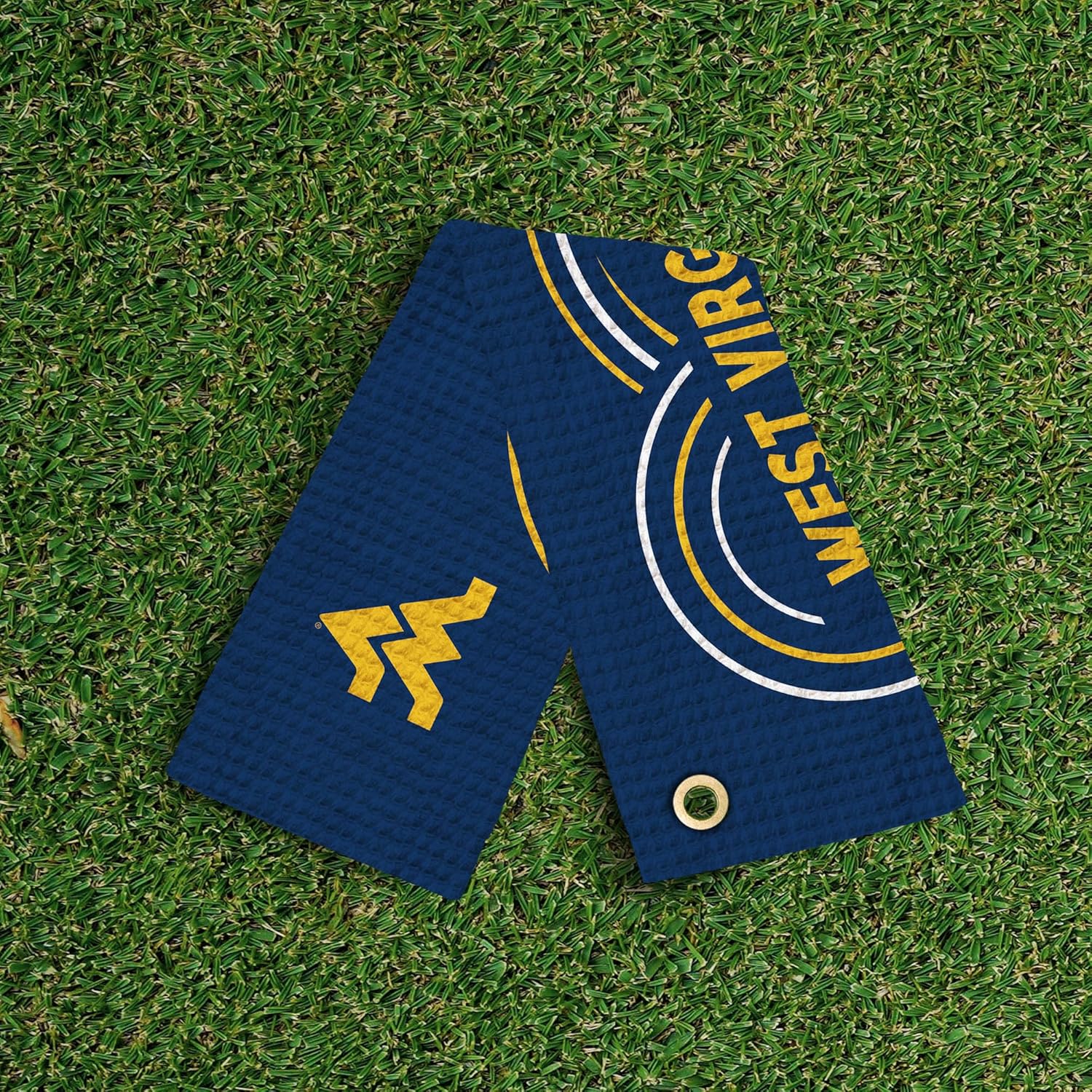 Northwest NCAA West Virginia Mountaineers Golf Towel, Official Licensed Microfiber Waffle Fabric, Absorbent 16x25 in Club Cleaning Accessory, Droplets Design
