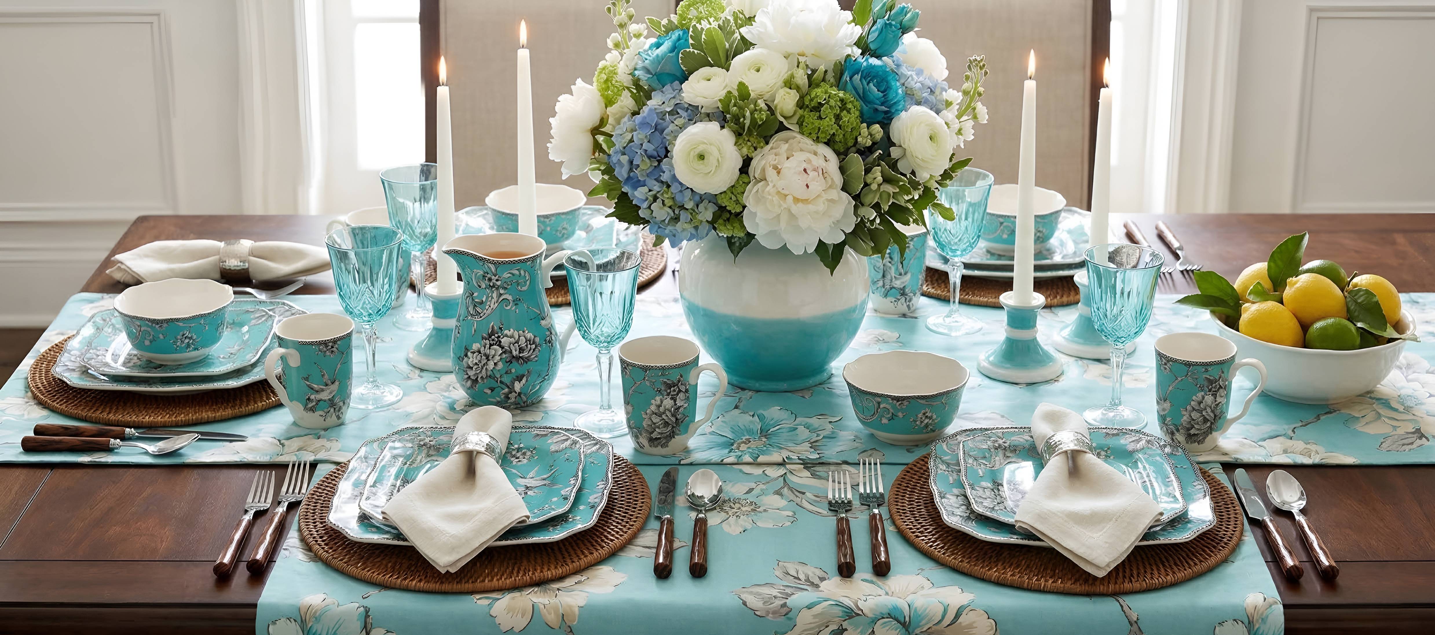 Amazon.com | 222 Fifth Adelaide Turquoise 16-Piece Porcelain