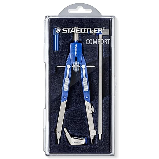 Staedtler Mars Comfort, Compass Set with Lead Element, Universal Compass Clip, Lead Case and Spare Tip, 552