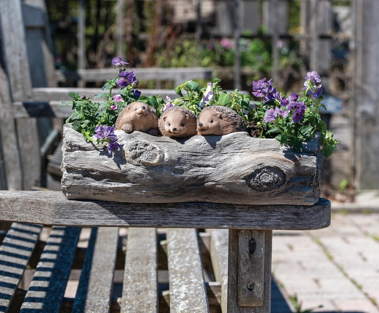 Roman, 5.25" h x 14" W Hedghog Garden Planter, Outdoor Decor,Whimsical Resin Outdoor Pot, Cute Animal Yard Décor, Unique for Garden or Patio