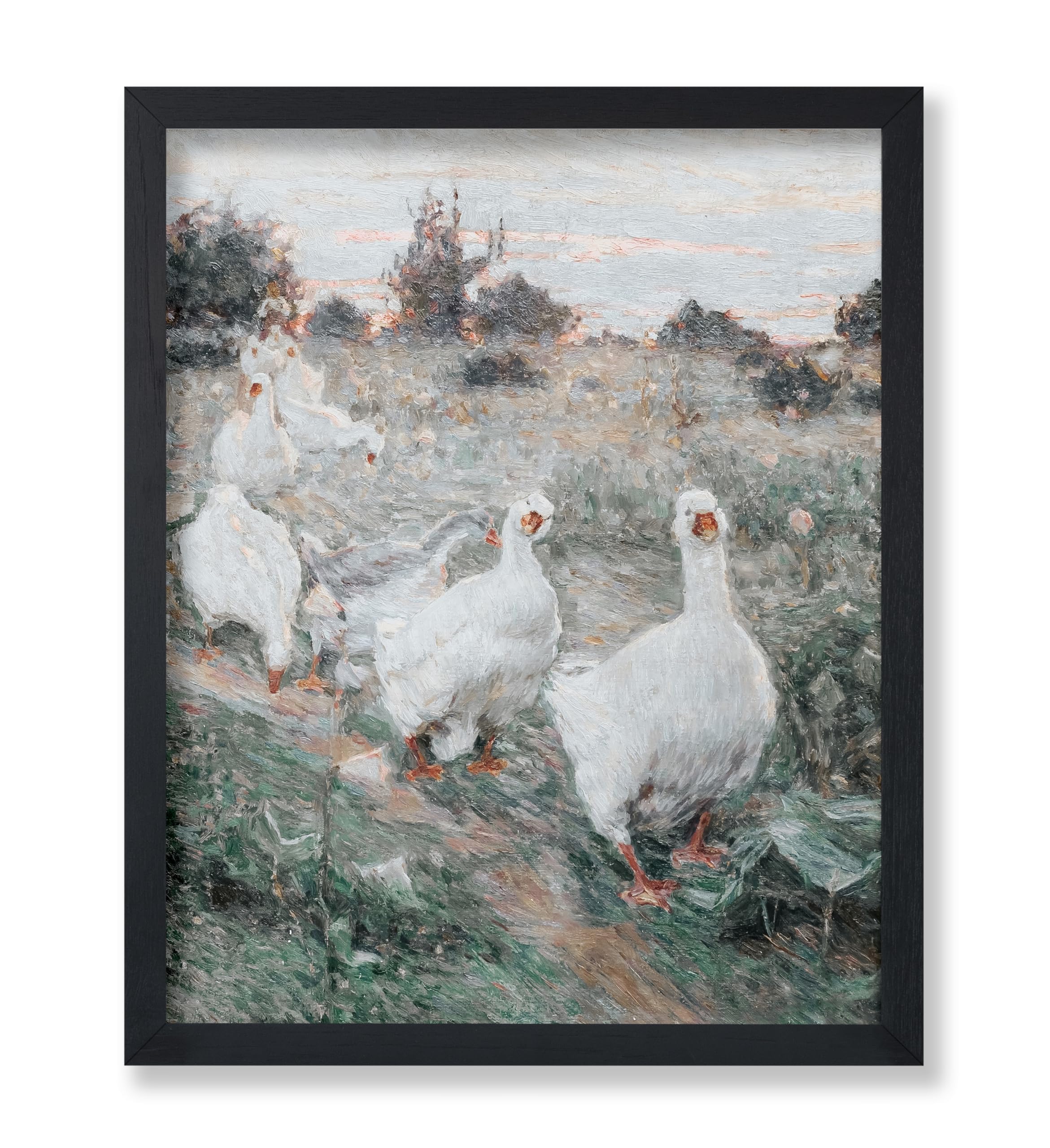 Poster Master Vintage Geese Print - Spring Farmhouse Poster - Impressionism Art - Gift for Men, Women & Animal Lover - Chic Decor for Living Room,