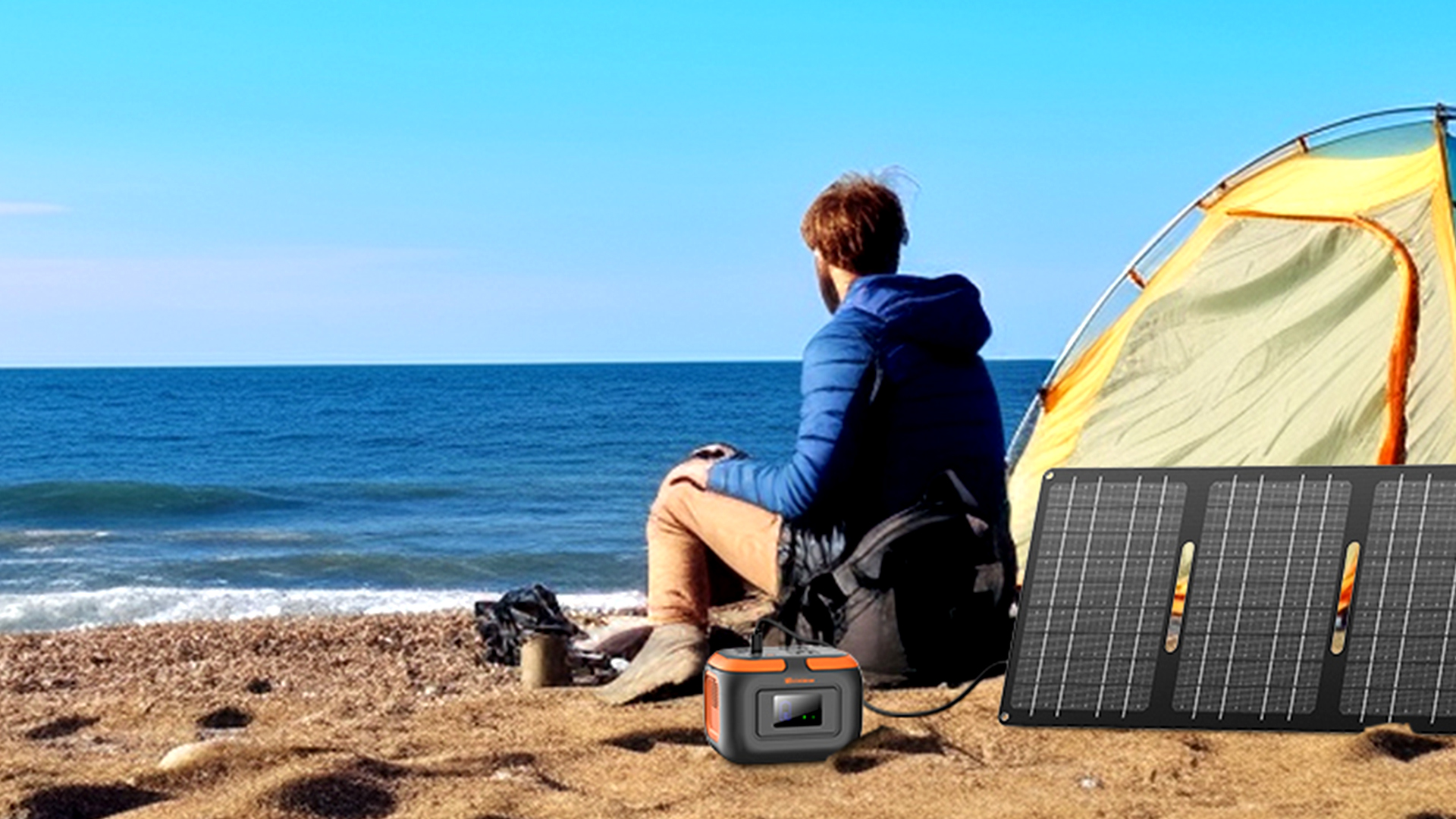 Estación de Energía Solar con Panel, Banco de Energía Solar Portátil con Salida AC 120W Camping 110V Salida para Laptop y Dispositivos Inteligentes miniatura 7