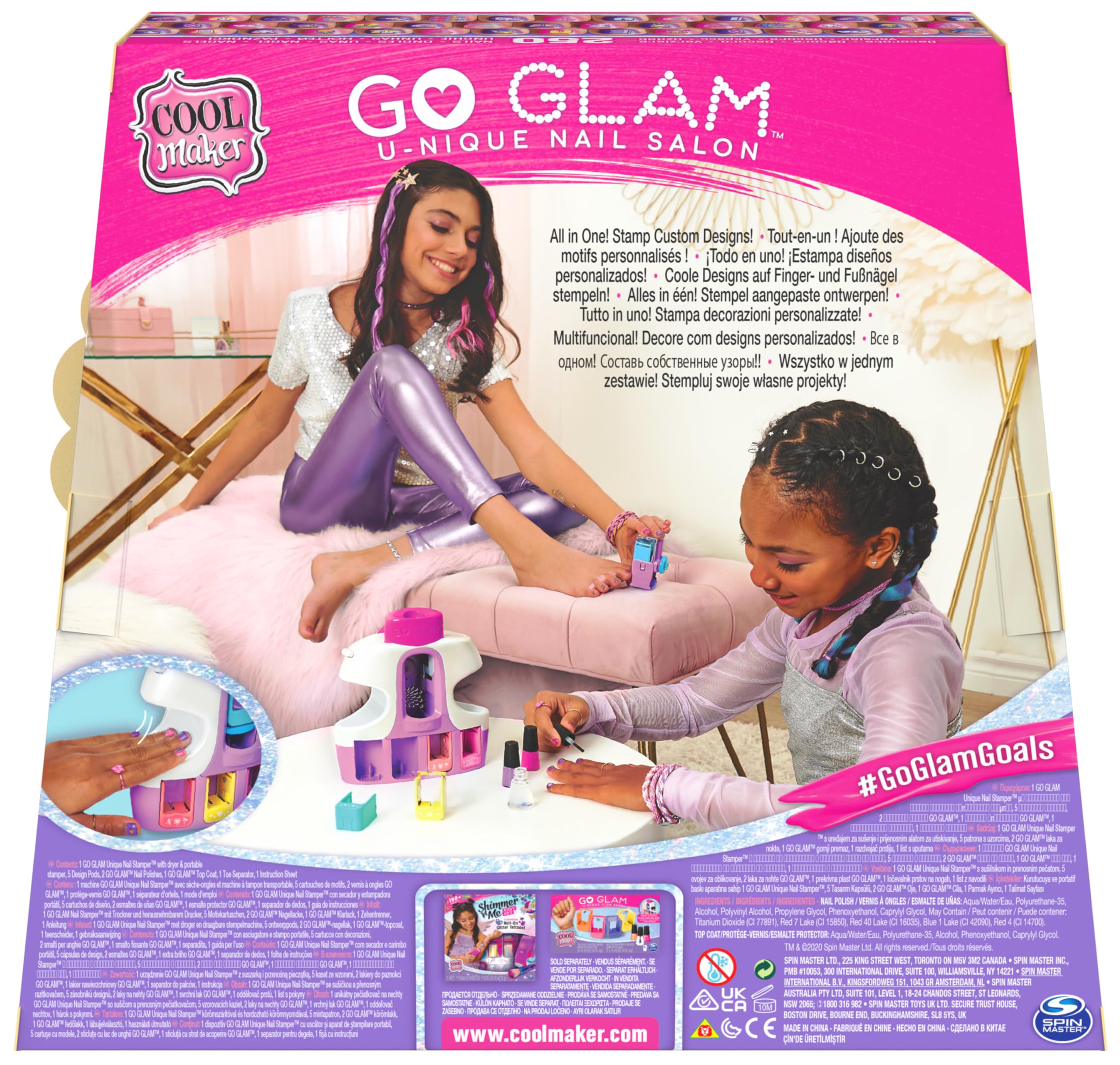 Cool Maker GO GLAM Macchina Decora Unghie| Kit unghie bambina | 5 cartucce con 120 decorazioni | 3 smalti per bambina e ventolina | Giocattolo per bambine da 8 anni