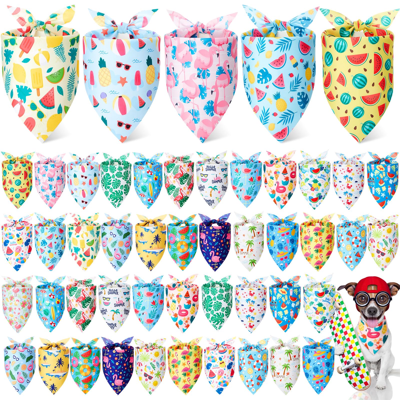 Sweetude Hundehalstücher für Hunde, Dreieckstuch, Halstuch, Halstuch, Hundehalstuch, Hundehalstuch, Haustierkostüm-Zubehör (80 x 55 x 55 cm, Flamingo), 50 Stück