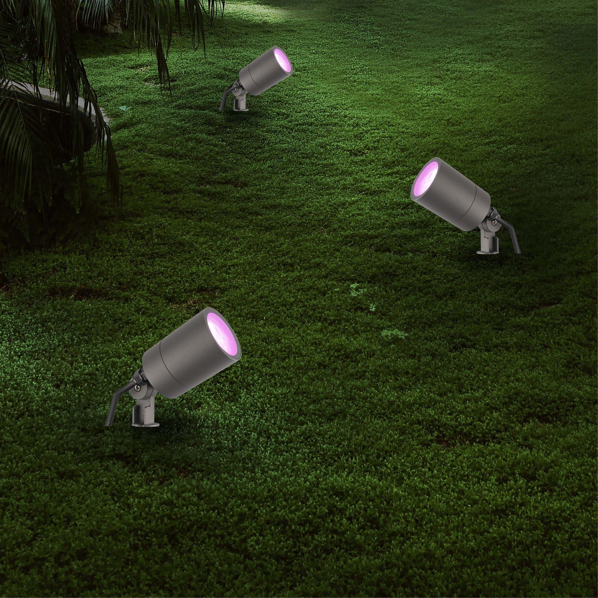 Ledvion - Focos LED de Tierra RGBWW, Antracita, IP65, 5W, RGBWW, Cable de 2 Metros, LED Spotlight, Foco Exterior de Jardín