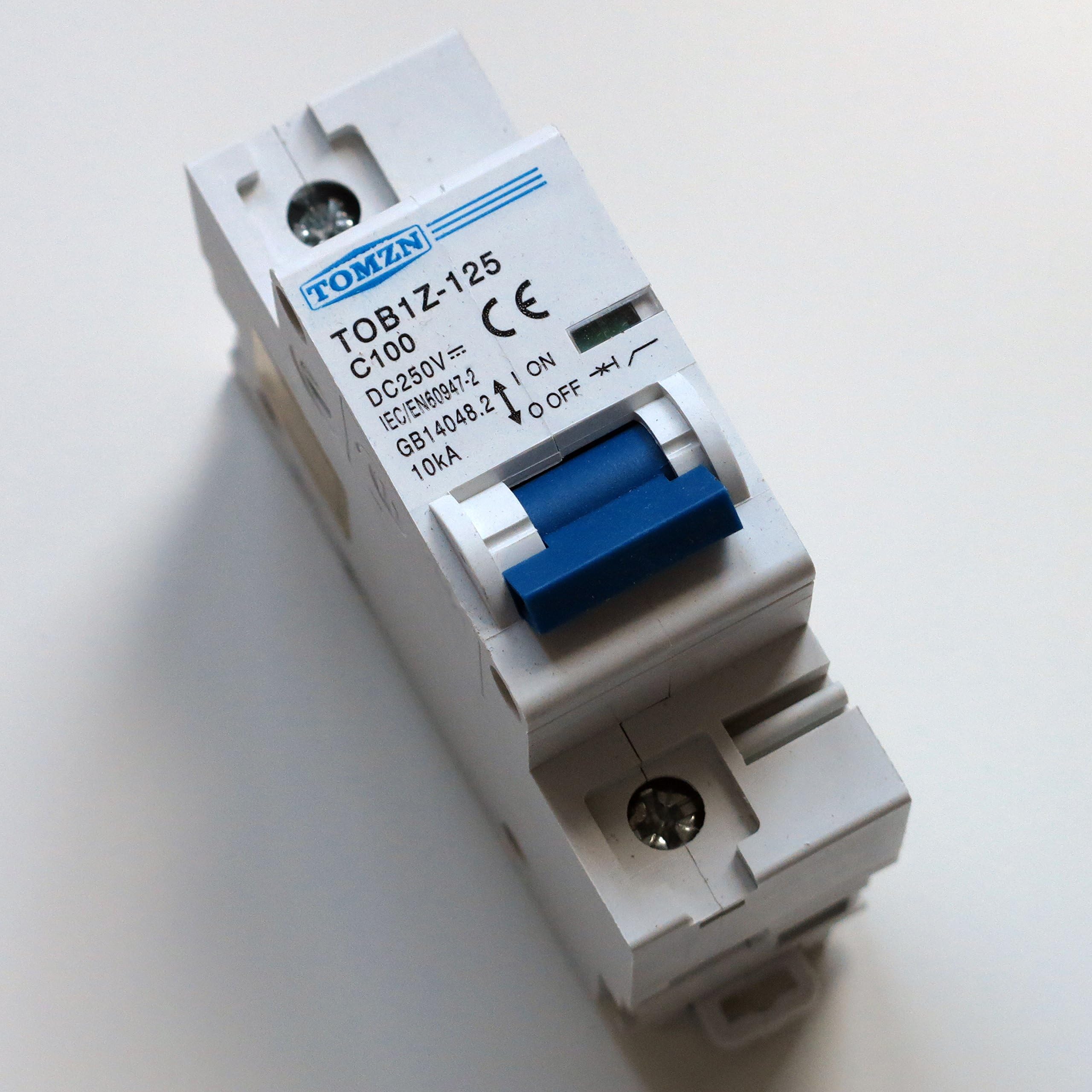 100A DC Circuit Breaker MCB Solar Fuse 250v Single Pole 1P Ebike TOB1Z-125 C100