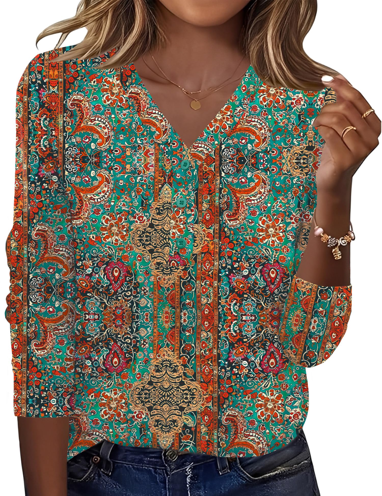 Ivicoer Long Sleeve Shirts for Women V Neck Button Down Blouses Womens Spring Fashion Tops 2026