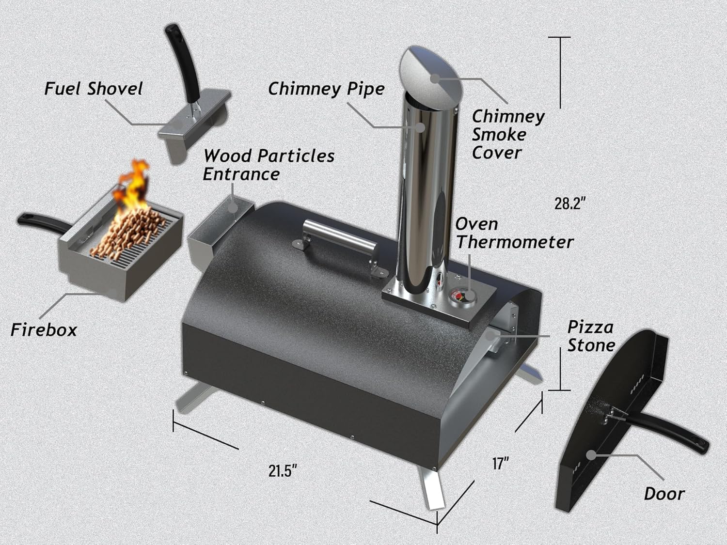 Outdoor Pizza Oven, Portable Stainless Steel Pizza Maker - 12 Inch Wood Pellet Oven with Pizza Stone for Backyard Party, Outdoor Picnic - 2026 Upgraded