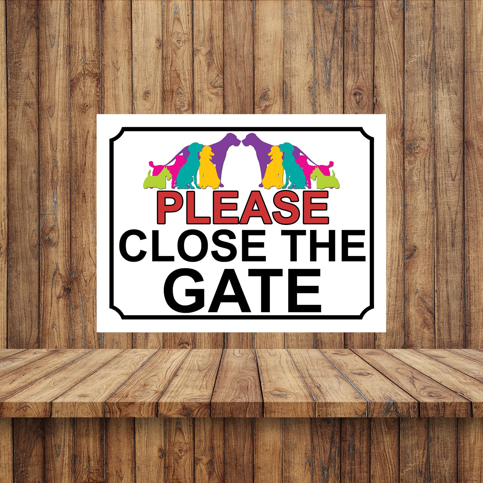 PLEASE CLOSE THE GATE ROSE COLOURED DOGS THEME METAL SIGN 267MM X 200MM (104H1L) LARGE 10" X 8" - Image 2