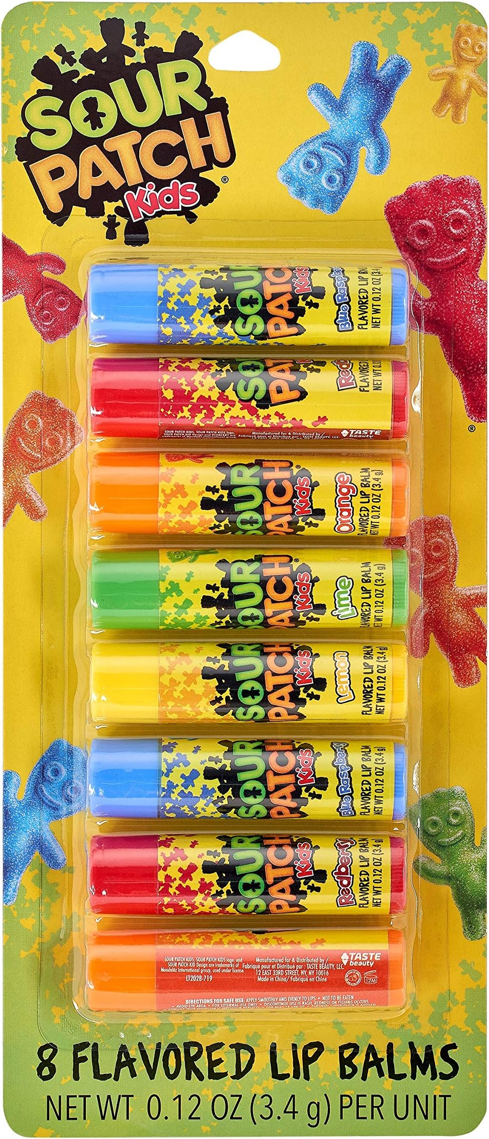 Sour Patch 8 Piece Candy Flavored Kids Lip Balm Set Christmas Stocking Stuffer Gift Set