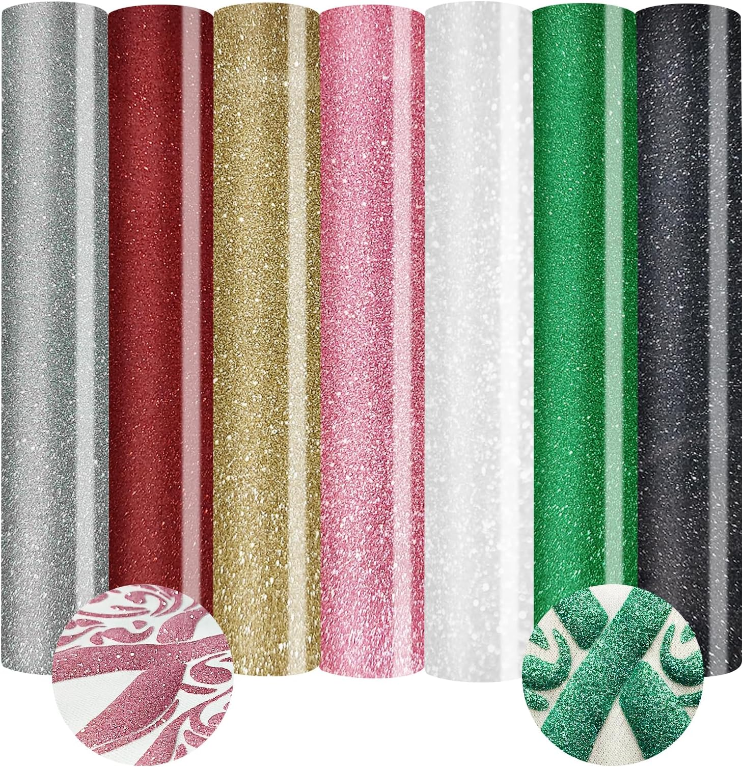 AXLORP Glitter Puff Vinyl Heat Transfer 3D - 7 Sheets 12"x10" Assorted Color Puff HTV Vinyl for T-Shirt Clothes Compatible with Cricut Air or Maker