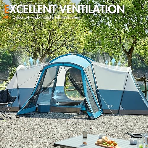 Miniatura 8 de PORTAL Tienda de campaña familiar para 6810 personas con sala de pantalla, tienda de campaña grande resistente al agua con mosca de lluvia, tienda