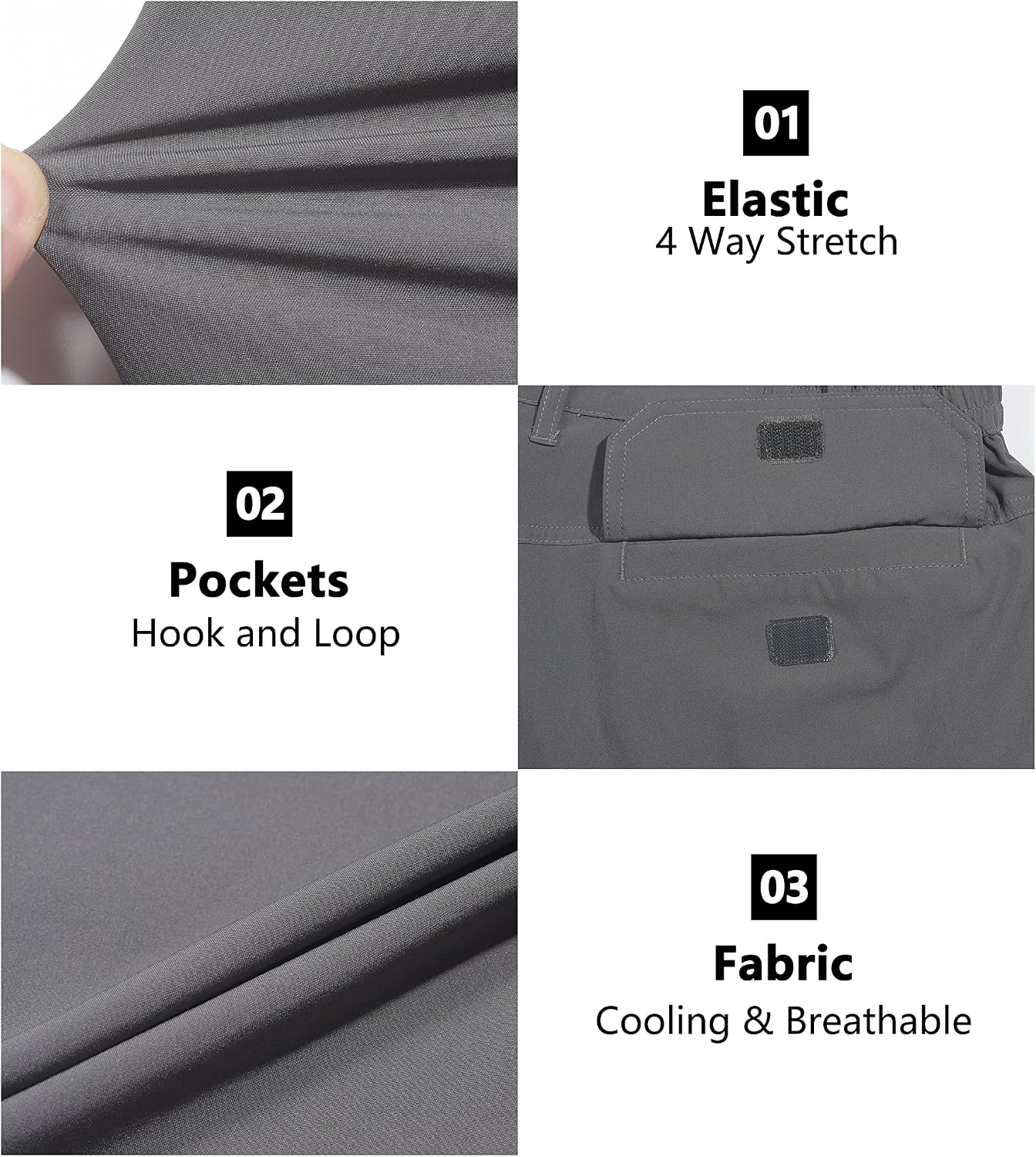 Little Donkey Andy Men's Stretch Convertible Pants Zip-Off Lightweight Quick-Dry Hiking Fishing Travel Pants