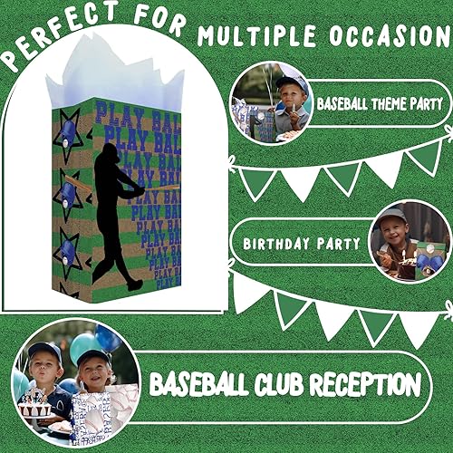Miniatura 5 de 24 bolsas de regalos de béisbol para fiestas de béisbol, regalos de fiesta de béisbol para niños, suministros de fiesta de cumpleaños de béisbol