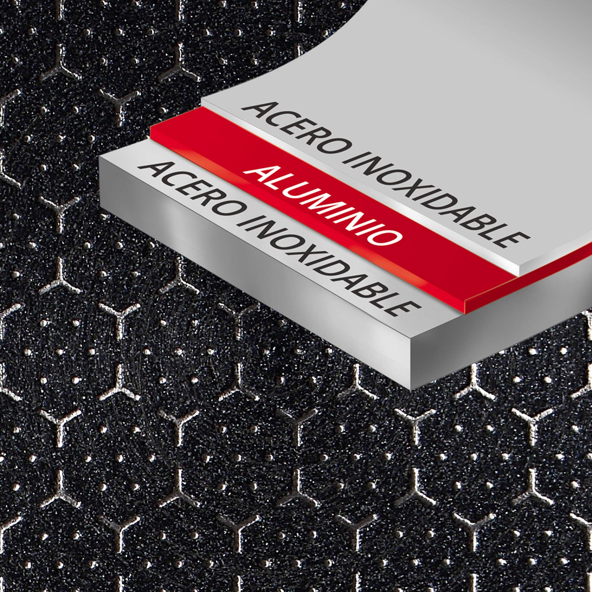 MasterPRO Hi-Tech 3 | Padella Antiaderente | Paellera da 36 x 4,5 cm | Rivestimento Pallatium con Fondo a Nido d'Ape | Prodotta in Acciaio Inox | Per Tutti i Piani Cottura