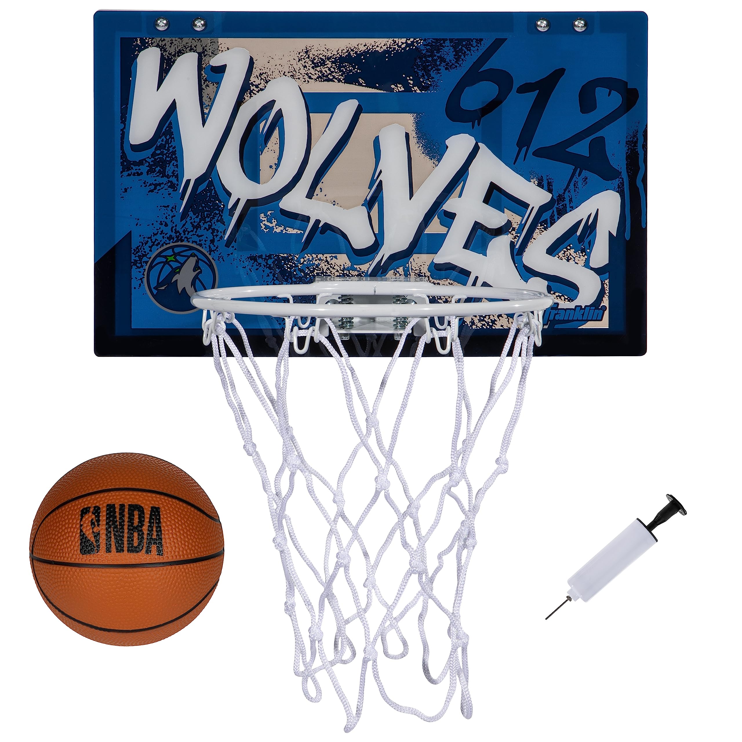 Franklin Sports NBA Team Over the Door Basketball Hoops - Kids Indoor Mini Basketball Hoop + Ball Set - NBA Fan Mini Hoops