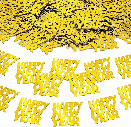 KatchOn, Confeti dorado de feliz año nuevo, 1.8 onzas, paquete de 500 | Confeti de Nochevieja, suministros de fiesta de Año Nuevo 2026 | Oro,Negro,