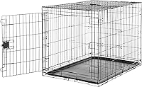 Amazon Basics 42 Inch Foldable Metal Wire Dog Crate with Tray & Divider - Durable Single Door Kennel for Large Breeds