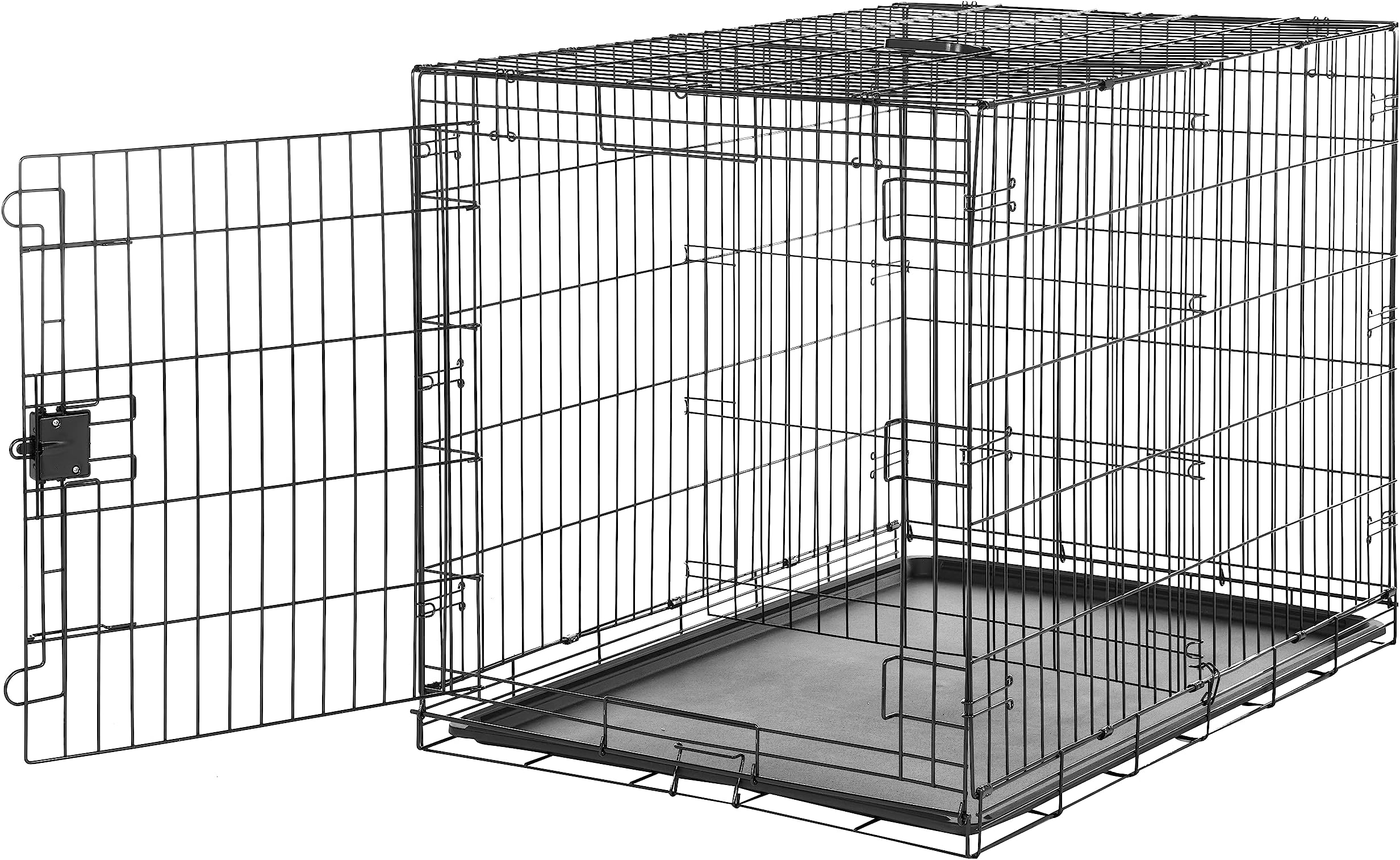 Durable, Foldable Metal Wire Dog Crate with Tray, Single Door, 42 x 28 x 30 in, Black