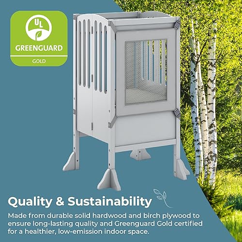 Miniatura 4 de Guidecraft Contemporary Kitchen Helper® Stool and 2 Keepers - Gray: Folding, Adjustable Height, Wooden Cooking Step Stool for Toddlers Little Kids