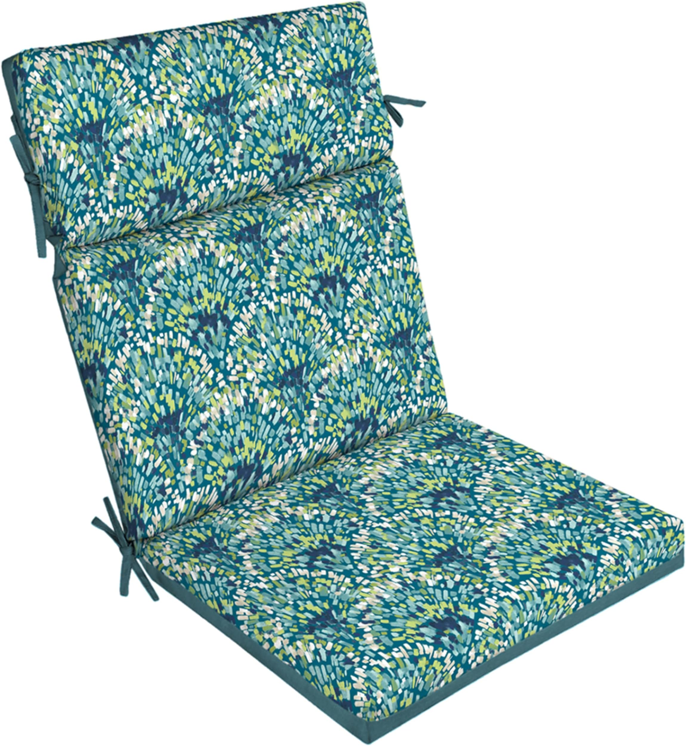 Arden Selections Outdoor Chair Cushion, 20 x 21, Rain-Proof, Fade Resistant, Teal Waves