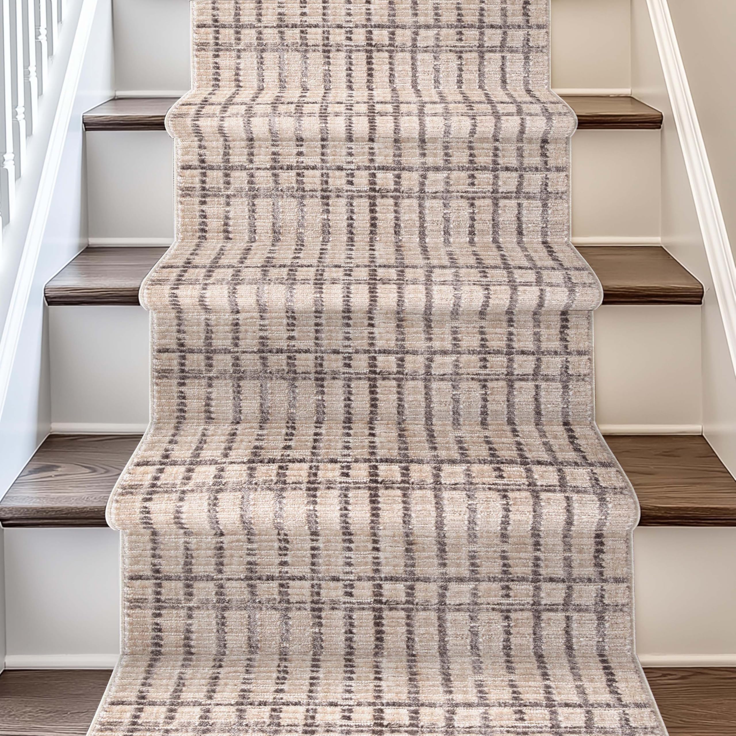 Well Woven Custom Size Hallway Stair Runner - Nordlys Skog Ivory - 27 Inches Wide x 22 Feet Long Runner (27" x 22') - Stain-Resistant, Snow Drift