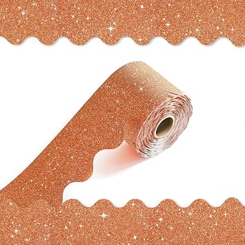 65Feet Bulletin Board Borders، Shine Scalloped Borders Border Border decorative، Trim Poster Borders Classroom Decoration for School، Classroom Decoration Strips Orange