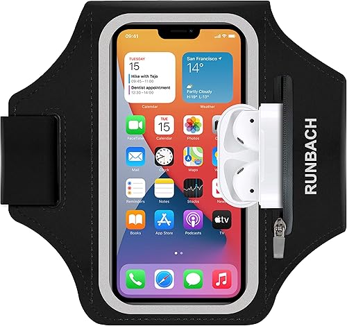 RUNBACH Brazalete deportivo para Google Pixel 77a7 Pro66a6 Pro55a44a4XL3a3 XL, resistente al agua con ranura para Pixel Buds y llave de coche (negro)