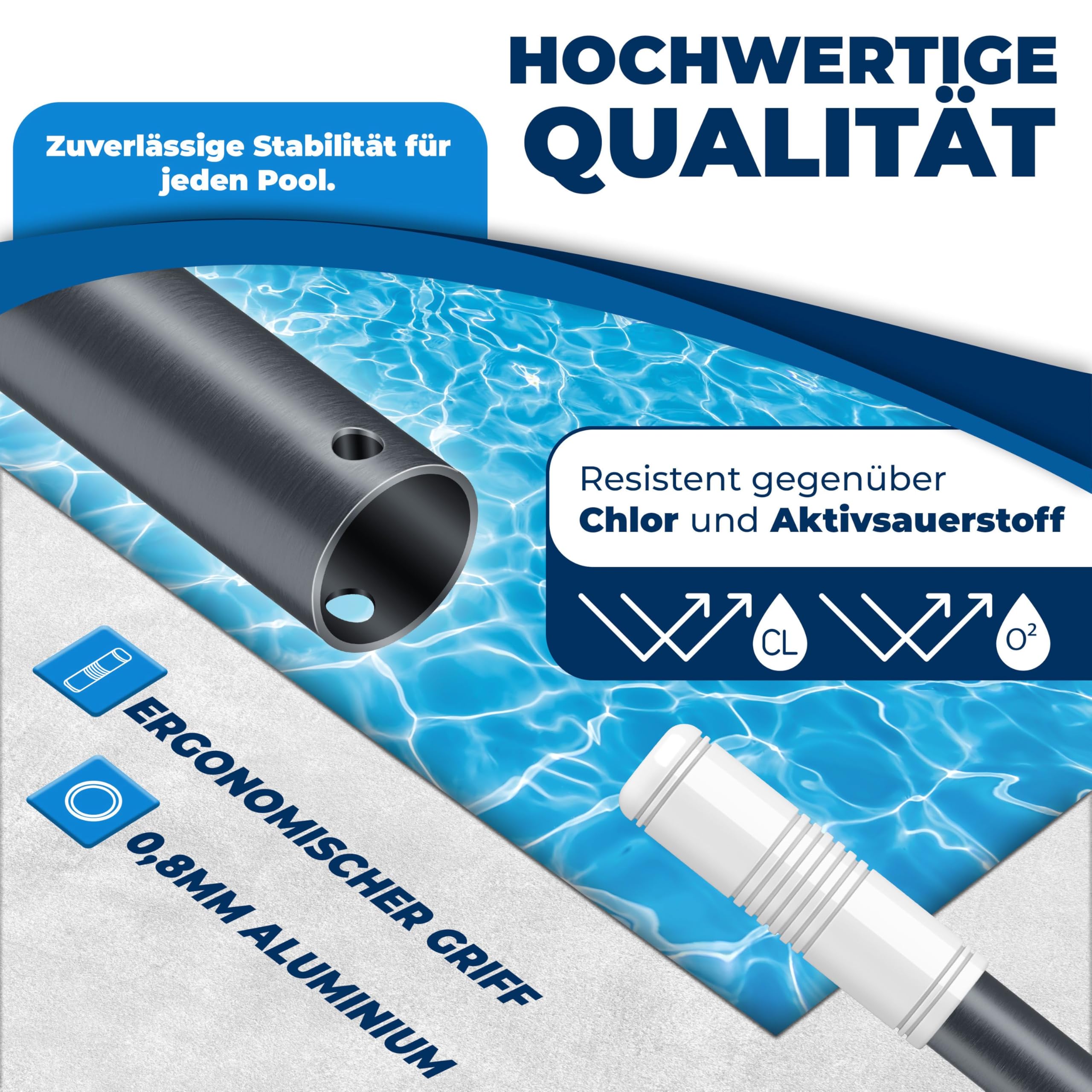 KESSER® Pool Teleskopstange Aluminium Poolstange | Stange zur Poolreinigung 3-teilig | einstellbar von 1,20m bis 3,60m | Witterungsbeständig und Stabil, Anthrazit