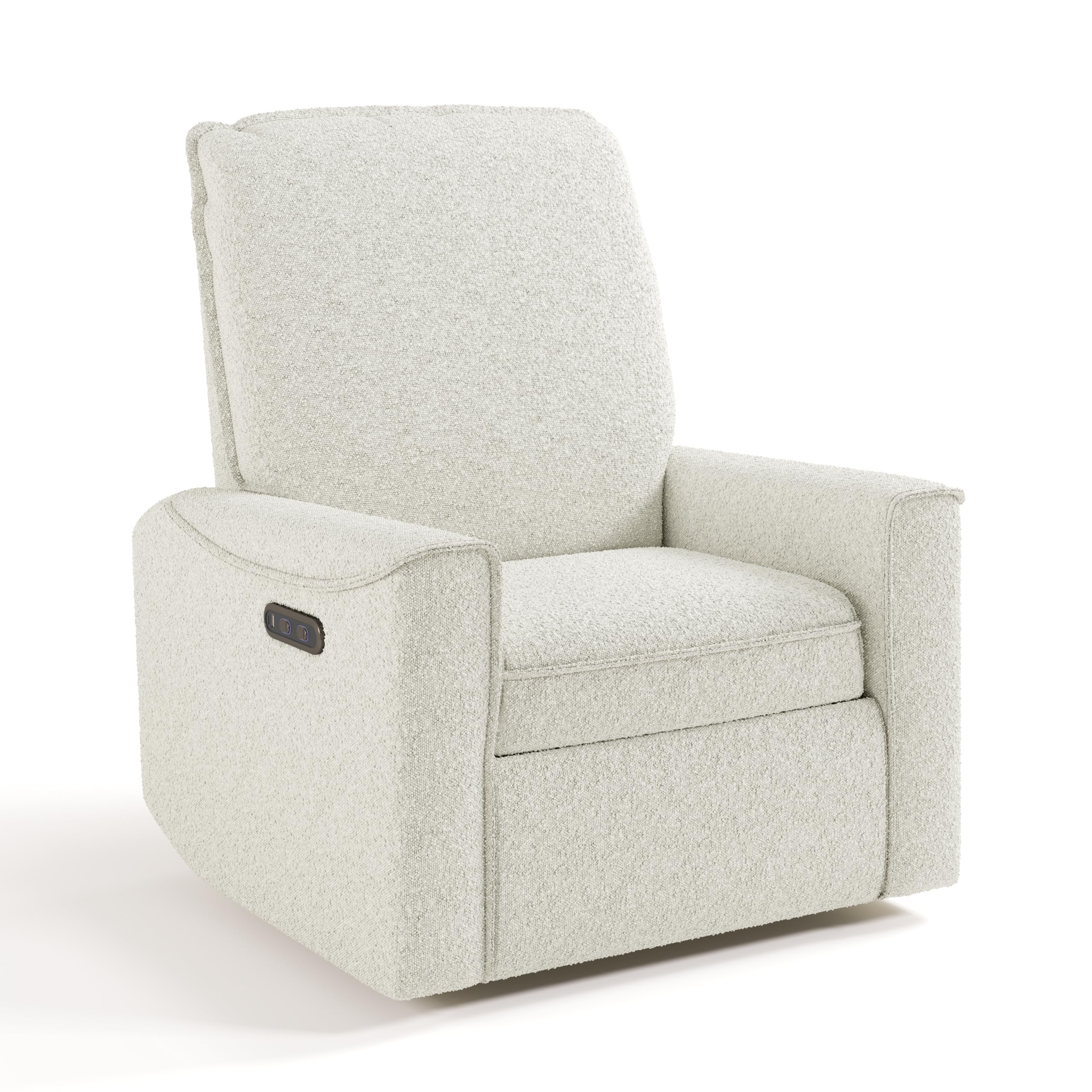 Storkcraft Santos Power Recliner Swivel Glider, Ivory Boucle