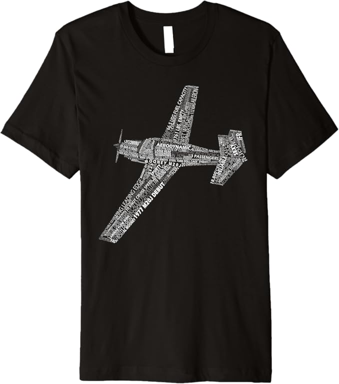 Mooney M20 Typography Airplane Art History Pilot T-Shirt Premium T-Shirt