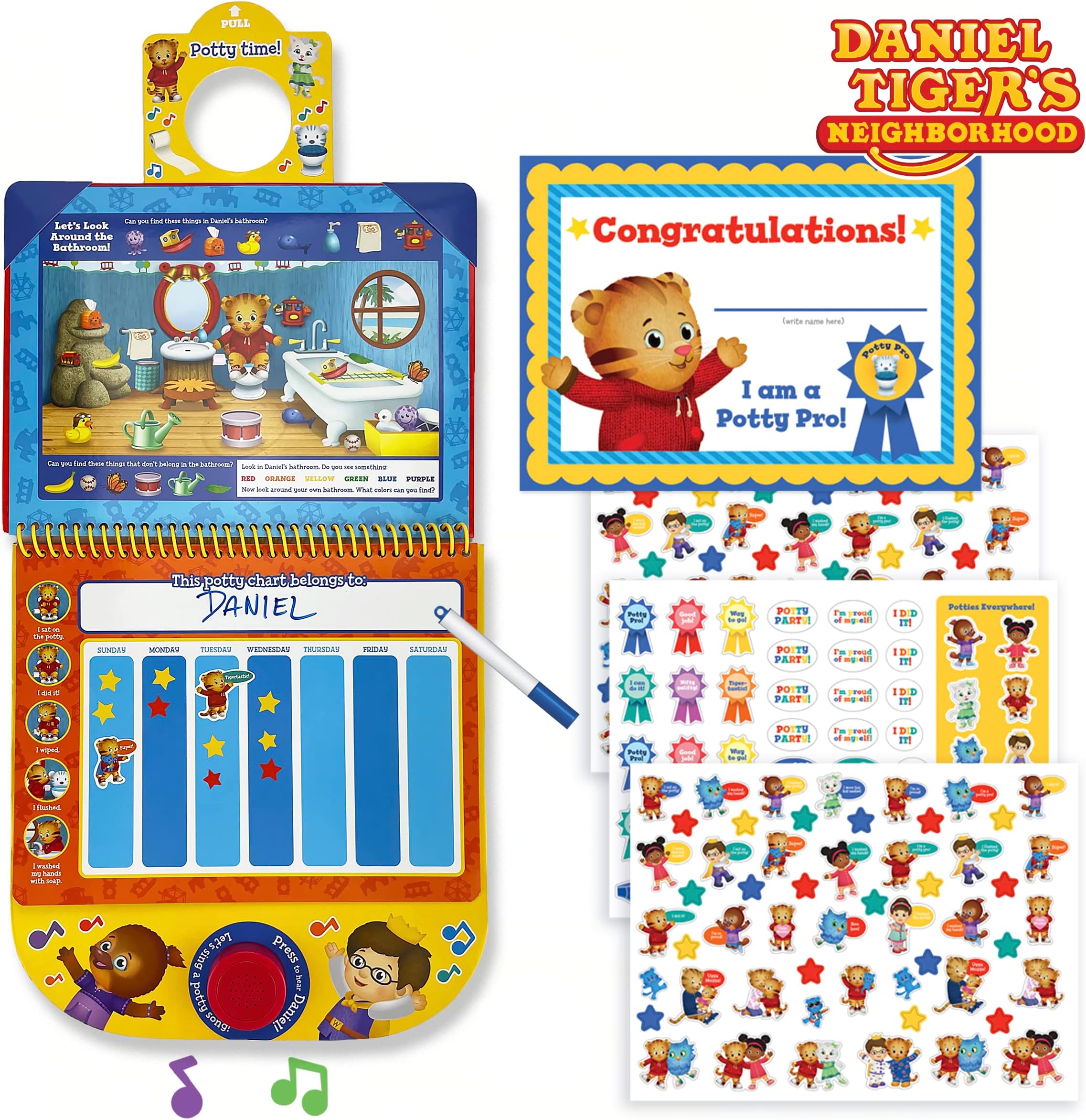 Daniel Tiger Potty Training Reward Chart, Potty Time With Daniel! Workbook Includes Stories, Activities, Stickers, and Sound Button! (Daniel Tiger's Neighborhood)