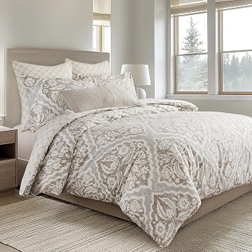 Levtex Home - Becker Taupe Duvet Cover Set - King Duvet Cover + Two King Pillow Cases - Ikat - Taupe, Grey and Cream - Duvet Cover 106 x 94in. and Pillow Cases 36 x 20in. - Cotton