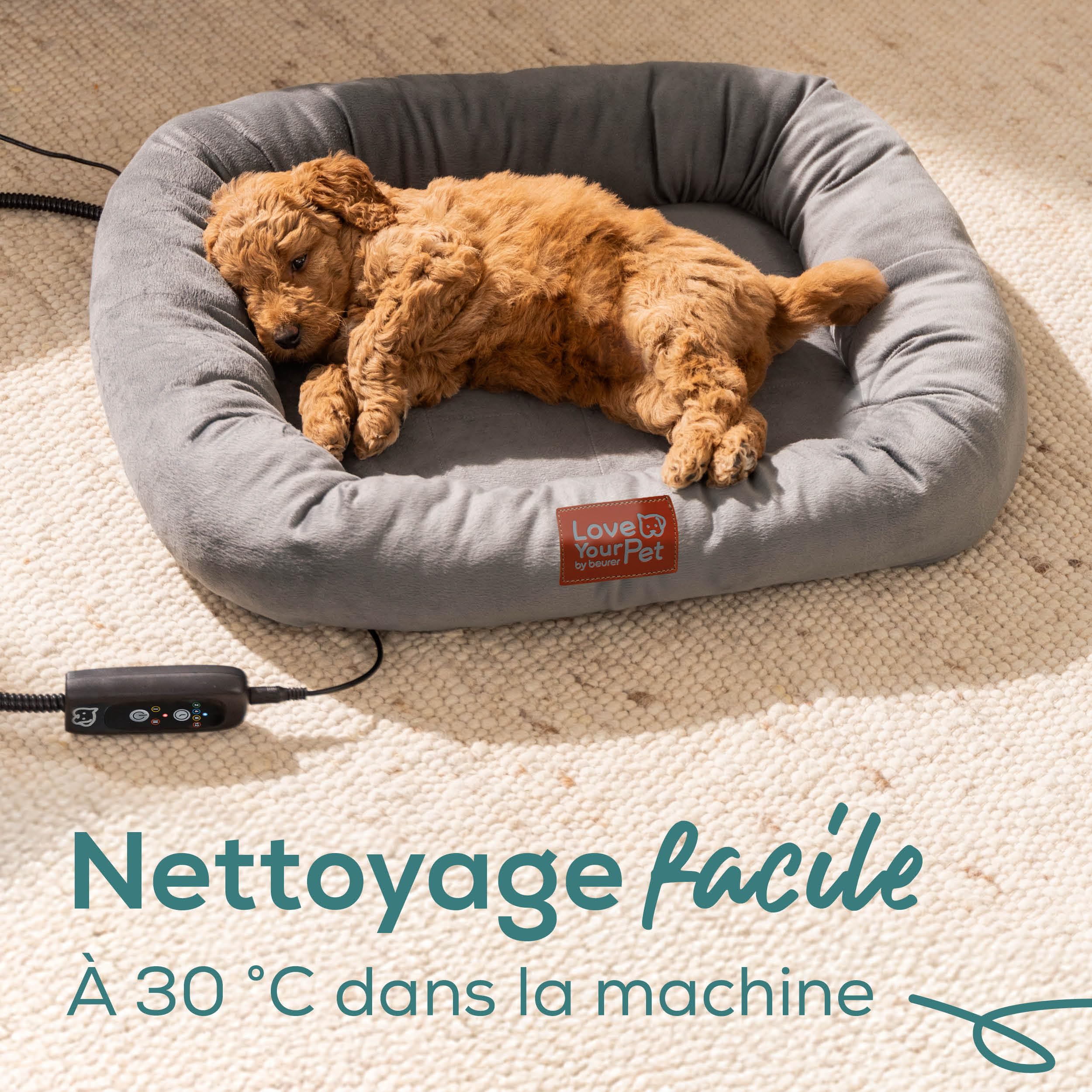 Beurer Love Your Pet Panier Chauffant «Kira» pour Chiens et Chats, lit pour Chien Chauffant électrique avec minuterie, Lavable à 30 °C, résistant aux Rayures et étanche, 58 x 50 cm