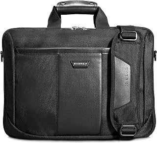 EVERKI Versa Premium Business 13-inch to 17.3-Inch Laptop Briefcase Bag, Ballistic Nylon and Leather, Travel Friendly (EKB427BK17), Black