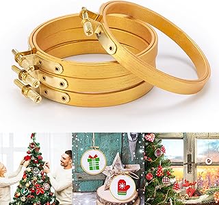 Sponsored Ad - Caydo 4 Pieces 3 Inch Gold Embroidery Hoops Adjustable Bamboo Circle Cross Stitch Hoop Ring Bulk Wholesale ...