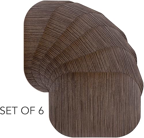 Miniatura 2 de andie home - Manteles individuales ovalados para mesa de cocina y comedor, juego de 6 piezas, resistentes al calor y lavables a la superficie, color