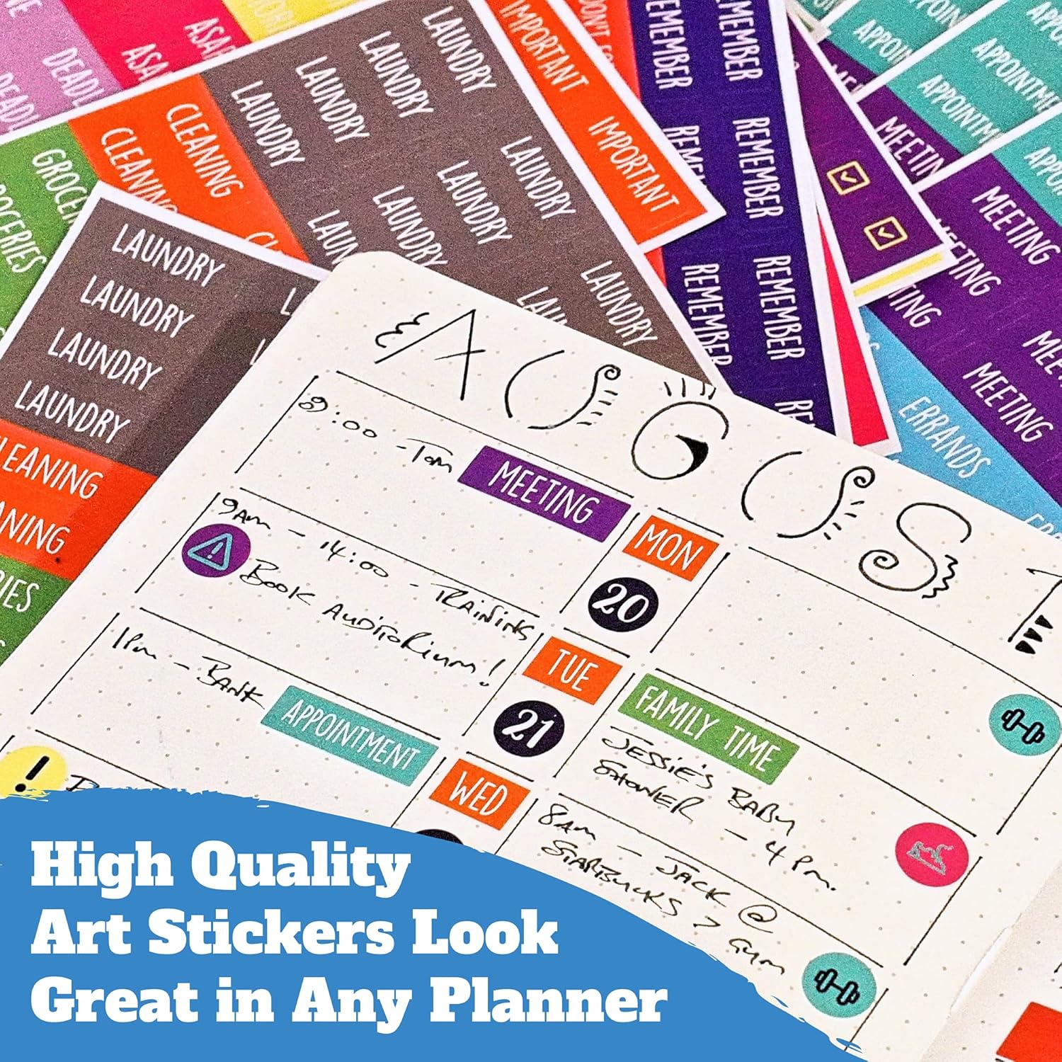 Speedy Spreads Weekly Layout Journal Stencils & Planner Sticker Kit - 48 Sticker Sheets & 6 Stencils for A5 Bullet Dot Grid Journal Notebooks, Journaling Supplies Kit with DIY Calendar Templates