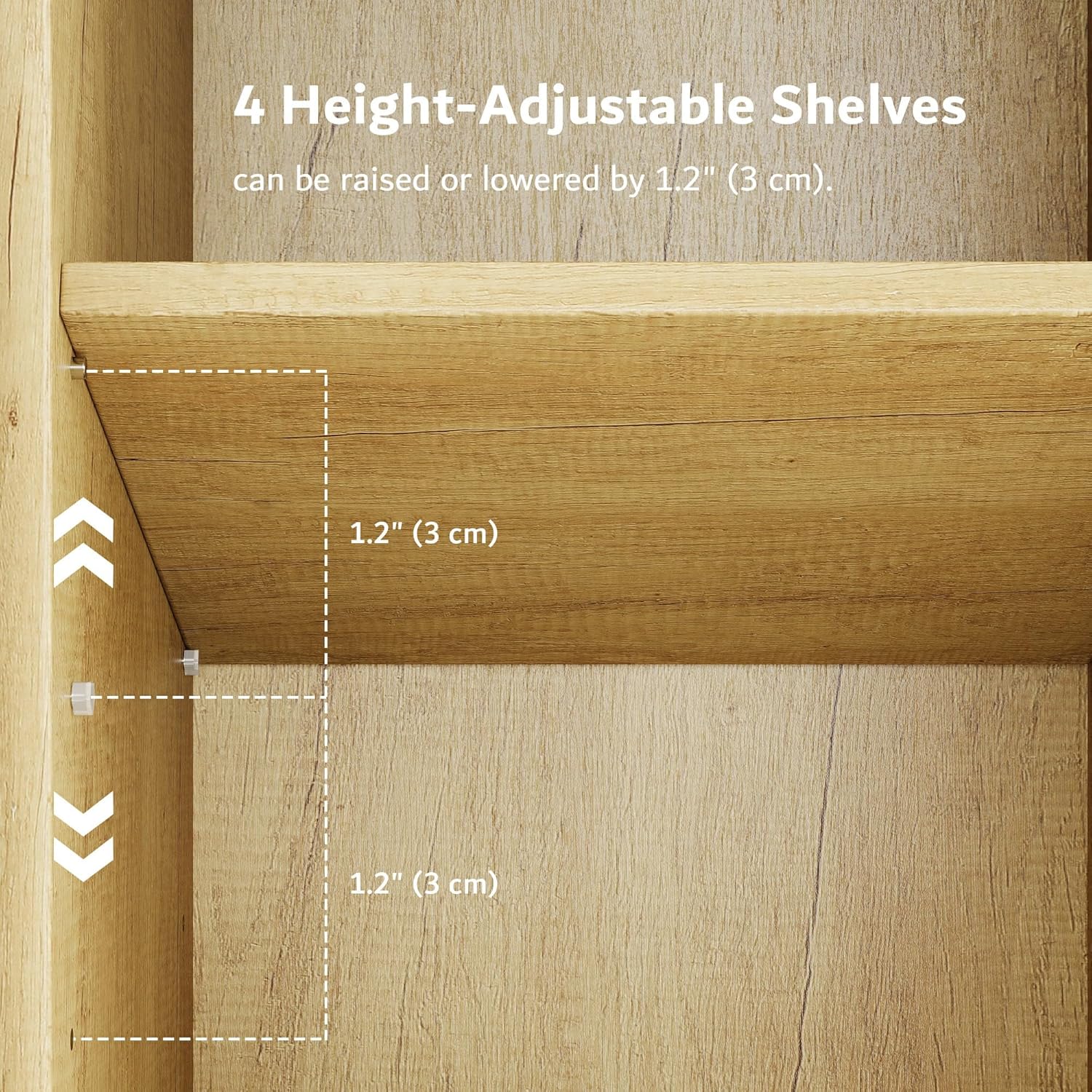 iPormis Sideboard Buffet Cabinet with Glass Doors & LED Lights, Fluted Credenza Storage Cabinet with Adjustable Shelves, 55" Modern Wood Coffee Bar for Kitchen Room Living Room Natural Oak