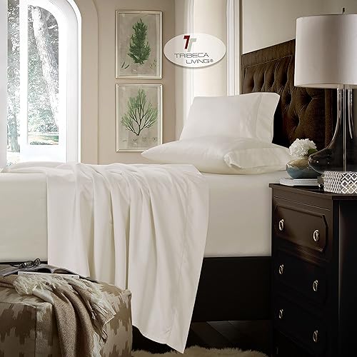 Miniatura 1 de Tribeca Living Juego de sábanas y fundas de almohada, tamaño King, de satén de algodón suave, bolsillo extra profundo, 750 hilos, ropa de cama de