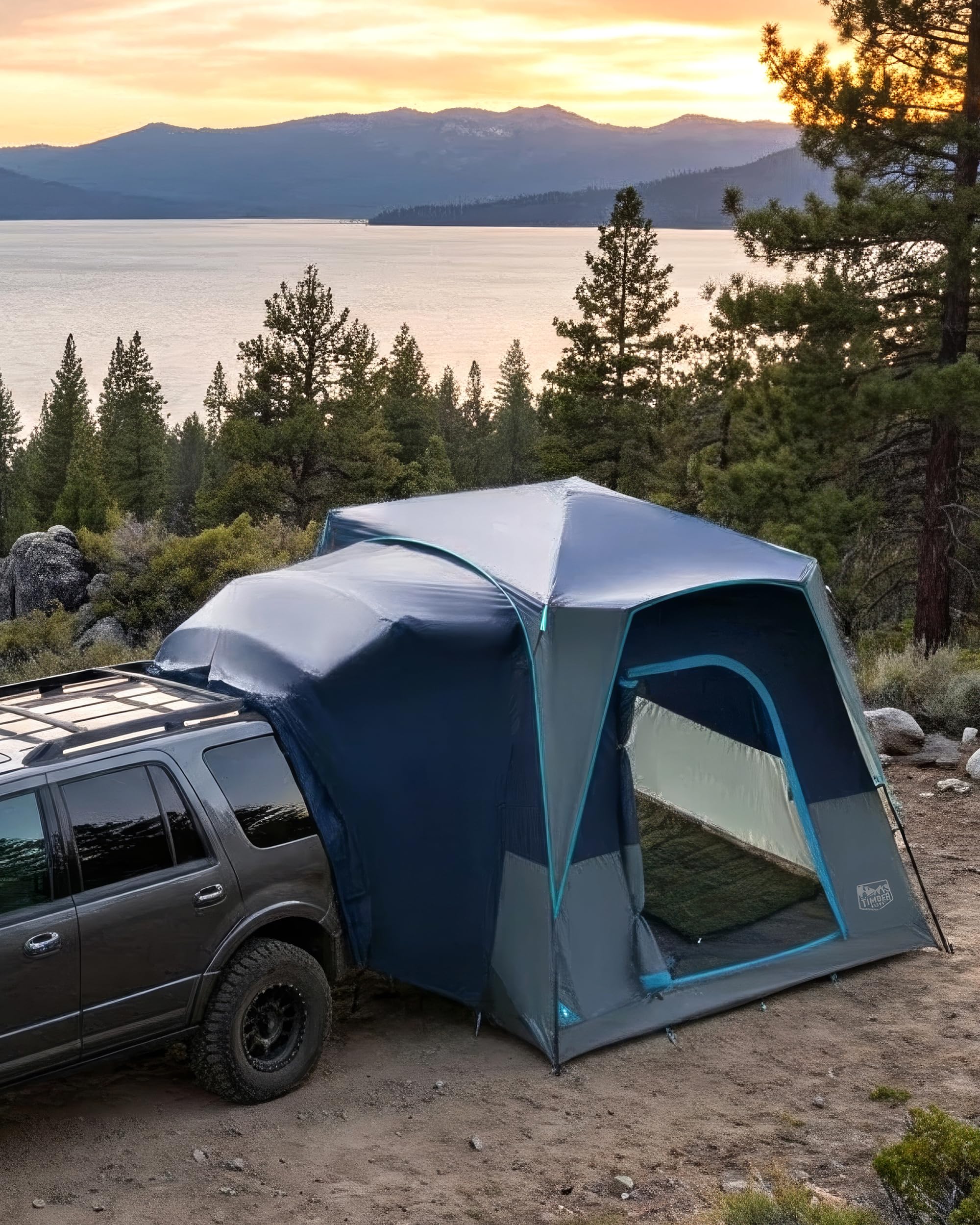 TIMBER RIDGE Heckzelt Auto 4-5 Personen Autozelt Heckklappe 2000 mm Wasserdicht Camping Zelt SUV für Wohnwagen Familie Reise 305cmx245cm