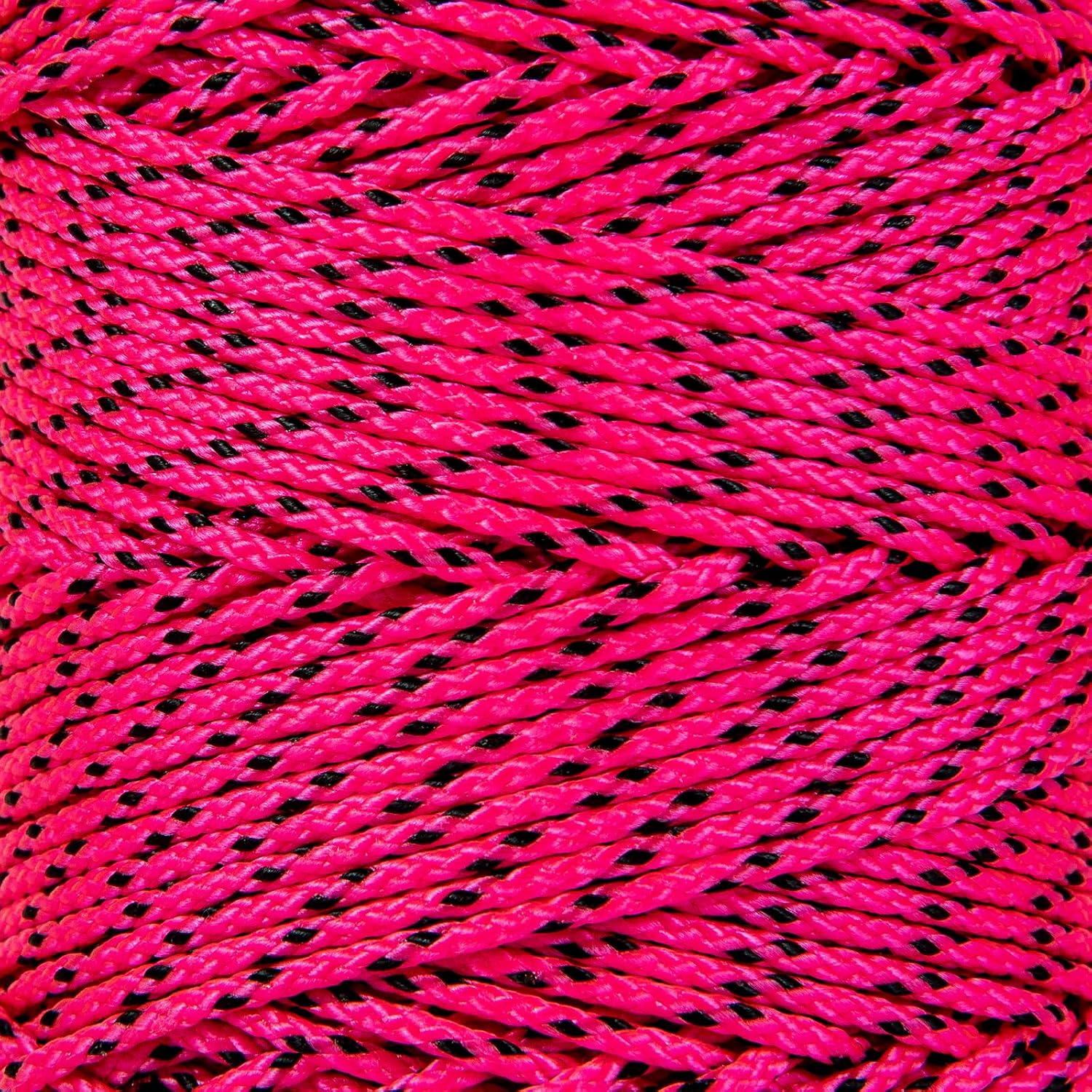HONGDA Professional Masonry String Lines, 500 Feet #18 Bonded Braided Nylon Mason Line, Durable and Versatile String for Masonry, Construction, Gardening, and DIY Projects, Pink with Black Spots