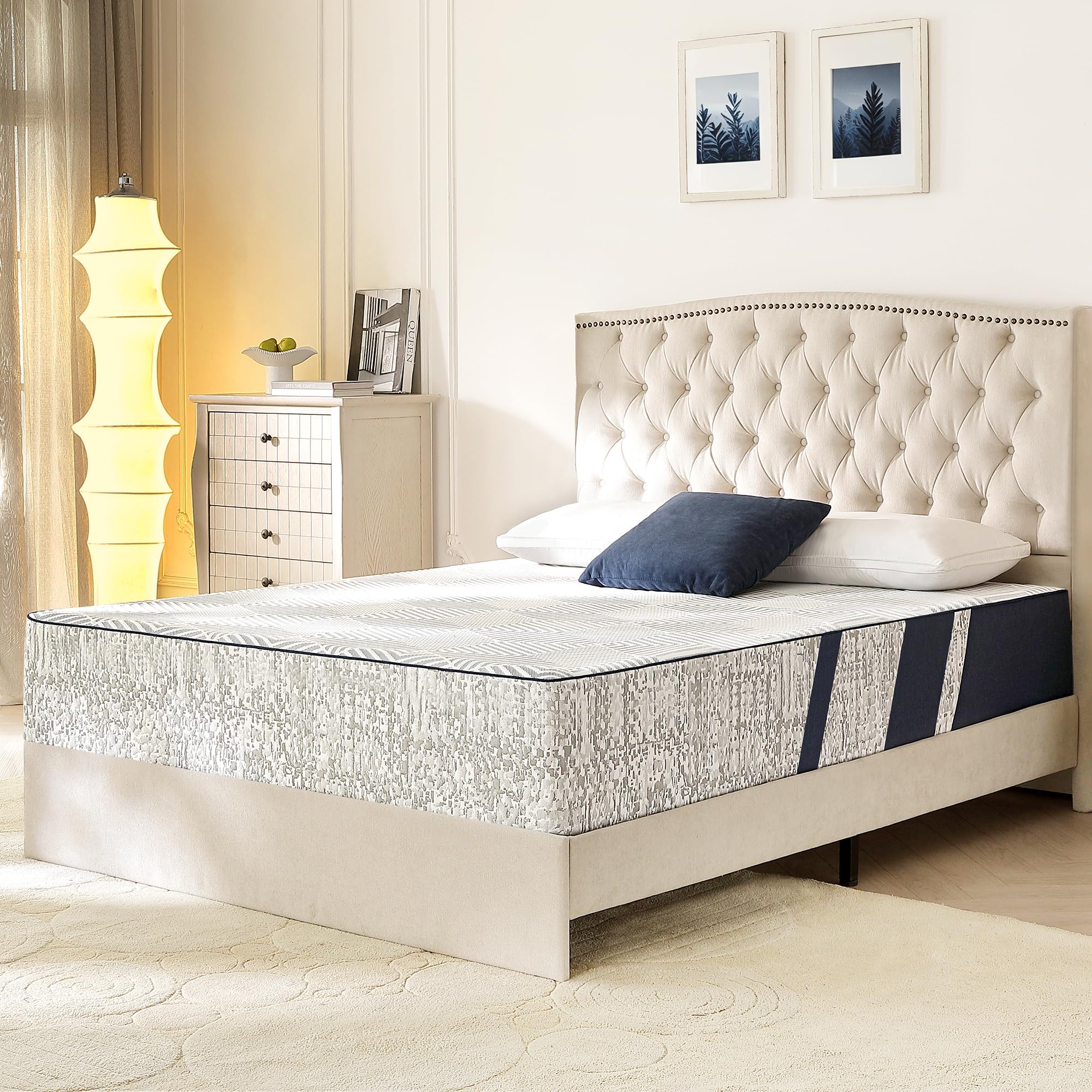 Susalt King Size Mattress, 12 Inch Gel Memory Foam King Mattress, for Pressure Relief & Spine Support, Diamond Pattern Design, Medium Feel,