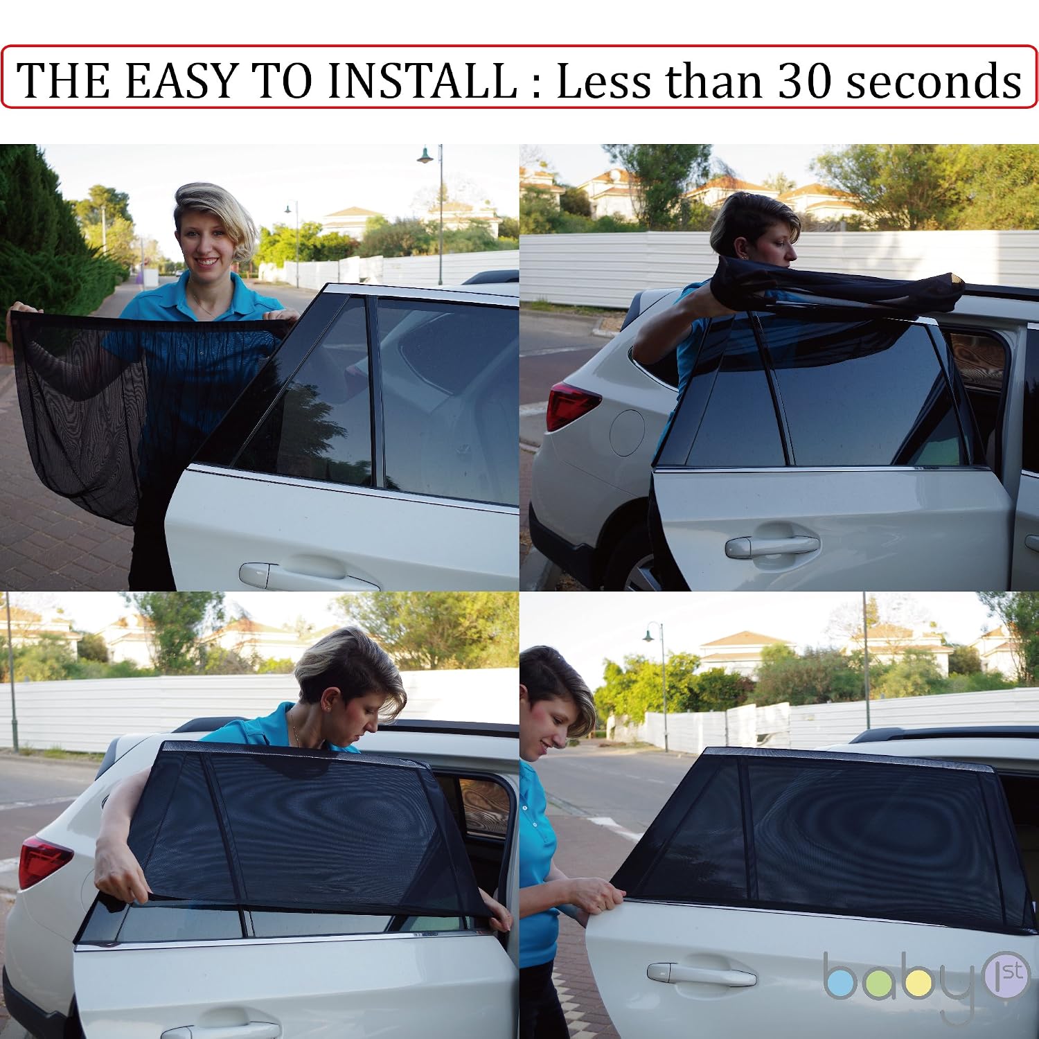 ATK Essential Products Universal Car Window Sun Shade For Babies Premium Version -Easy Fit Breathable Mesh - Protect Kids/Pets From Sun Rays – 2 Pack