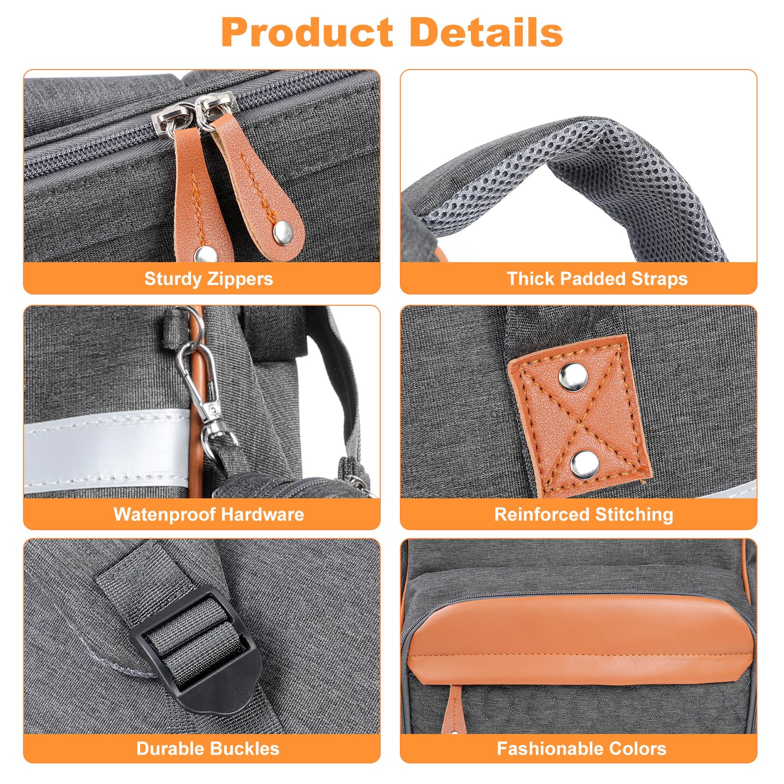 Romon Borsa Zaino Fasciatoio, Zainetto Fasciatoio Grande Multifunzione Borsa Cambio Neonato Mamma Bebè Borsa Fasciatoio Da Viaggio con Fasciatoio Portatile e Cinturini per Passeggino, per Mamma Papà