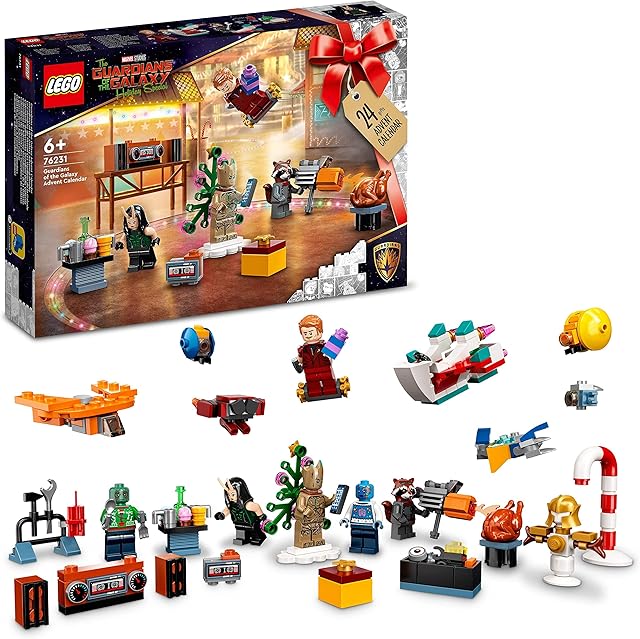 LEGO 76231 Marvel Studios Guardians of the Galaxy Advent Calendar 2022, Buildable Toys with Groot, Spaceship and Minifigures, Pre for Kids