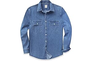 Dubinik® Denim Shirt Men, Mens Denim Shirts Long Sleeve, Mens Denim Button...